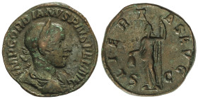 Roman Coins: Roman Empire
Sestercio. 241-243 d.C. GORDIANO III. Anv.: IMP. GORDIANVS PIVS FEL. AVG. Busto laureado a derecha. Rev.: LIERTAS AVG. S. C...