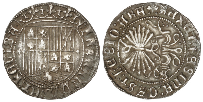 Spanish Monarchy: Ferdinand And Isabella
Real. SEVILLA. Anv.: Estrella - Escudo...