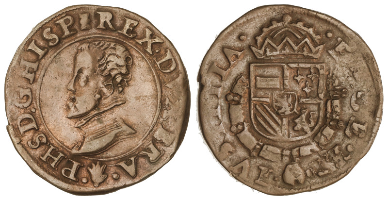 Spanish Monarchy: Philip II
1 Liard (Statenoord). AMBERES. 6,59 grs. AE. Acuñad...