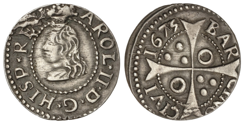 Spanish Monarchy: Charles II
Croat. 1675. BARCELONA. 2,70 grs. Leyenda: CAROL: ...