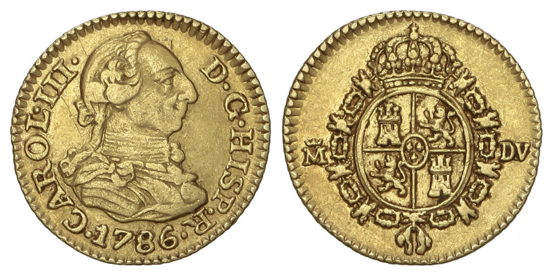 Spanish Monarchy: Charles III
1/2 Escudo. 1786. MADRID. D.V. 1,73 grs. (Leves r...