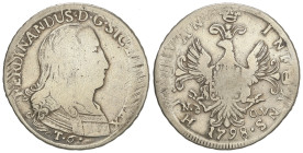 Spanish Monarchy: The Spanish Infantes
6 Tari. 1798. FERNANDO de DOS SICILIAS. SICILIA. PALERMO. Nd-O.V. 13,1 grs. AR. (Probablemente descolgada). MI...