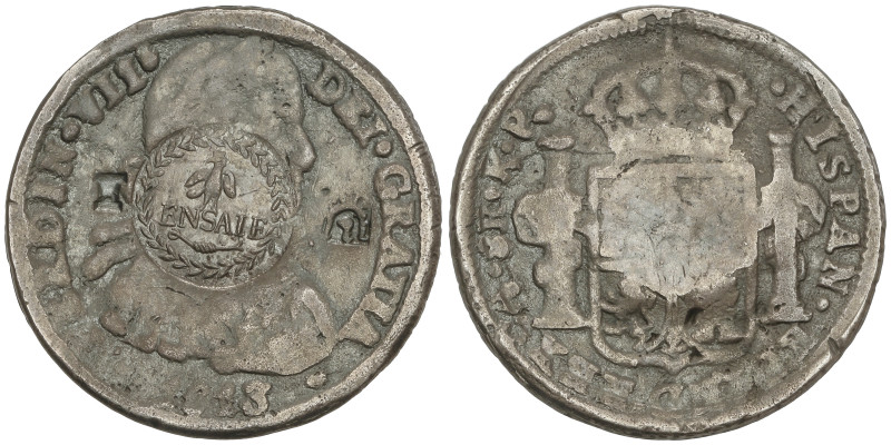 Spanish Monarchy: Ferdinand VII
8 Reales. 1813. CHIHUAHUA. R.P. 24,41 grs. AR f...