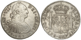 Spanish Monarchy: Ferdinand VI
8 Reales. 1810. GUATEMALA. M. 26,62 grs. Busto de Carlos IV (Rayitas de ajuste. Probablemente ha estado en aro). ESCAS...
