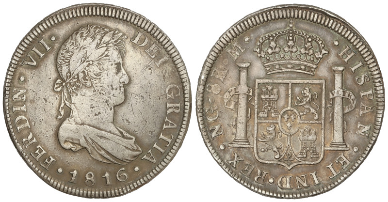 Spanish Monarchy: Ferdinand VII
8 Reales. 1816. GUATEMALA. M. 26,81 grs. (Rayit...