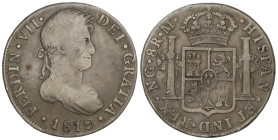 Spanish Monarchy: Ferdinand VII
8 Reales. 1819. GUATEMALA. M. 26,37 grs. (Rayitas). Pátina oscura. AC-1234. MBC-.