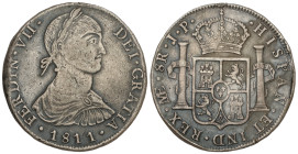 Spanish Monarchy: Ferdinand VII
8 Reales. 1811. LIMA. J.P. 26,82 grs. Busto indígena. Pátina. AC-1242. MBC.
