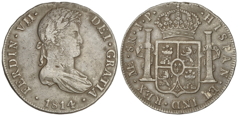 Spanish Monarchy: Ferdinand VII
8 Reales. 1814. LIMA. J.P. 25,89 grs. (Rayitas ...