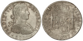 Spanish Monarchy: Ferdinand VII
8 Reales. 1810. MÉXICO. H.J. 26,89 grs. (Acuñación parcialmente floja). AC-1314. MBC-.