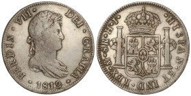 Spanish Monarchy: Ferdinand VII
8 Reales. 1812. MÉXICO. H.J. 26,76 grs. Pátina. AC-1319. MBC-/MBC.