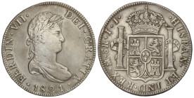 Spanish Monarchy: Ferdinand VII
8 Reales. 1821. MÉXICO. J.J. 26,76 grs. (Algo limpiada). AC-1337. MBC/MBC+.
