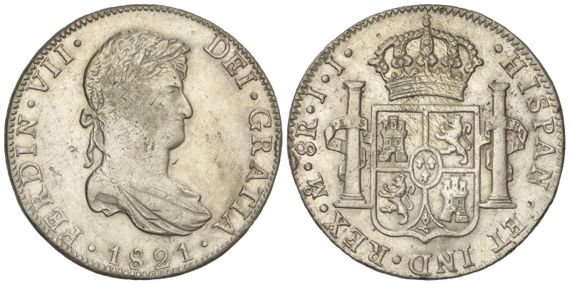 Spanish Monarchy: Ferdinand VII
8 Reales. 1821. MÉXICO. J.J. 26,92 grs. AC-1337...