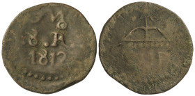 Spanish Monarchy: Ferdinand VII
8 Reales. 1812. MORELOS. 22,06 grs. AE. Sin adornos. AC-1345. MBC-/BC.