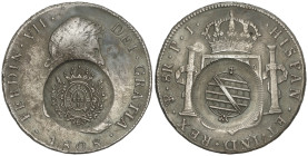 Spanish Monarchy: Ferdinand VII
8 Reales. 1808. POTOSÍ. P.J. 26,61 grs. Resello Minas Gerais, para circular por Brasil como 960 Reis. Pátina.(Retocad...