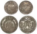 Spanish Monarchy: Ferdinand VII
Lote 2 Medallas Proclamación. 24 Agosto 1808. MADRID. 3,07 y 5,94 grs. AR. Módulo 1 y 2 Reales. Pátina. He-2, 3. MBC+...