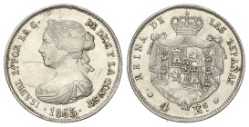 Spanish Monarchy: Elisabeth II
4 Escudos. 1865. BARCELONA. 3,37 grs. Platino. Falsa de época en platino. (Rayitas). Barrera-843. MBC+.
