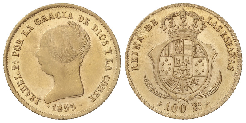 Spanish Monarchy: Elisabeth II
100 Reales. 1855. BARCELONA. 8,34 grs. (Leves ra...