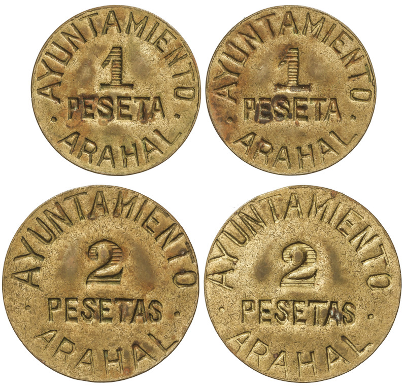 Peseta System: Local Issues Of The CIVil War
Lote 4 monedas 1 (2) y 2 Pesetas (...