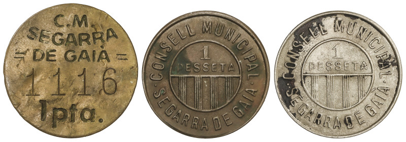 Peseta System: Local Issues Of The CIVil War
Lote 3 monedas 1 Pesseta. C.M. de ...