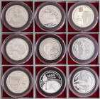 Peseta System: Juan Carlos I
Lote 9 monedas 1.000 Pesetas. 1995 a 2000. AR. Atlanta ´ 96, Paraolímpicos, Canovas del Castillo, Futbol ´98, Expo ´ 98,...