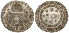World Coins: Brazil
960 Reis. 1826-R. PEDRO I. RIO. 27,06 grs. AR. Acuñada sobre un 8 reales de Fernando VII 1816. KM-368.1. MBC+.