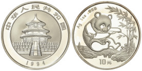 World Coins: China
10 Yuan. 1994. 31,21 grs. AR. Panda sentado comiendo bambú. KM-A623. FDC.