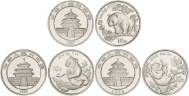 World Coins: China
Lote 3 monedas 10 Yuan. 1995, 1997, 1998. AR. Pandas. En sobrecitos originales. KM-732.1, 986, 1126. SC.