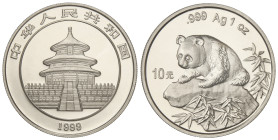 World Coins: China
10 Yuan. 1999. AR. Panda a izquierda sobre roca. En sobrecito original. KM-1135. SC.