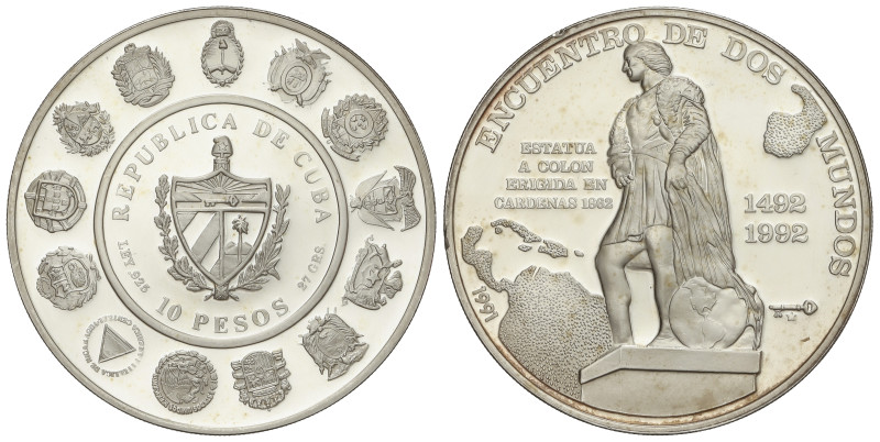 World Coins: Cuba
10 Pesos. 1991. AR. Serie Iberoamericana. Encuentro de dos mu...