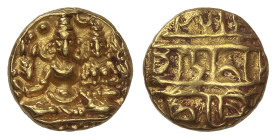 World Coins: India
1/2 Pagoda. (1406-1422 d.C). DEVARAYA I. VIJAYANAGAR. 1,71 grs. AU. Mitch-879. EBC.