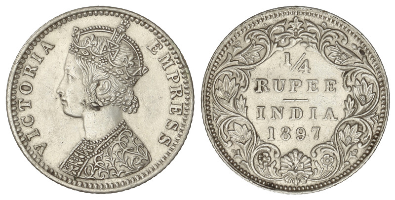 World Coins: India - British
1/4 Rupee. 1897. VICTORIA. AR. KM-490. EBC-.