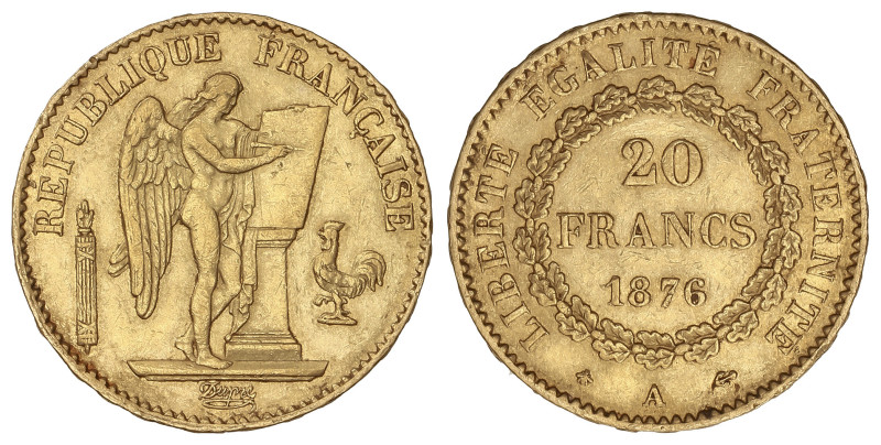 World Coins: France
20 Francs. 1876-A. III REPUBLIQUE. PARIS. 6,45 grs. AU (900...