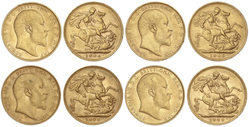 World Coins: Great Britain
Lote 4 monedas Sovereign. 1904 a 1909. EDWARD VII. P...