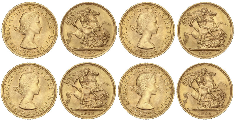 World Coins: Great Britain
Lote 4 monedas Sovereign. 1958. ELIZABETH II. Peso t...
