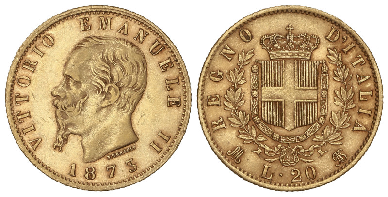 World Coins: Italy
20 Lire. 1873-M. VITTORIO EMANUELE II. MILANO. BN. 6,45 grs....