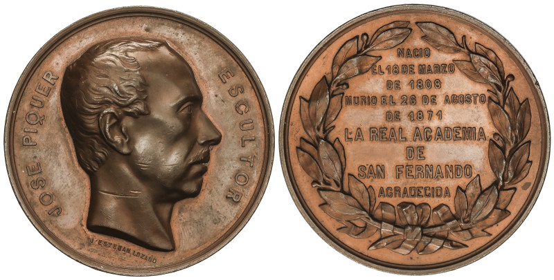 Spanish Medals
José Piquer, Escultor. (1871). REAL ACADEMIA DE SAN FERNANDO. An...