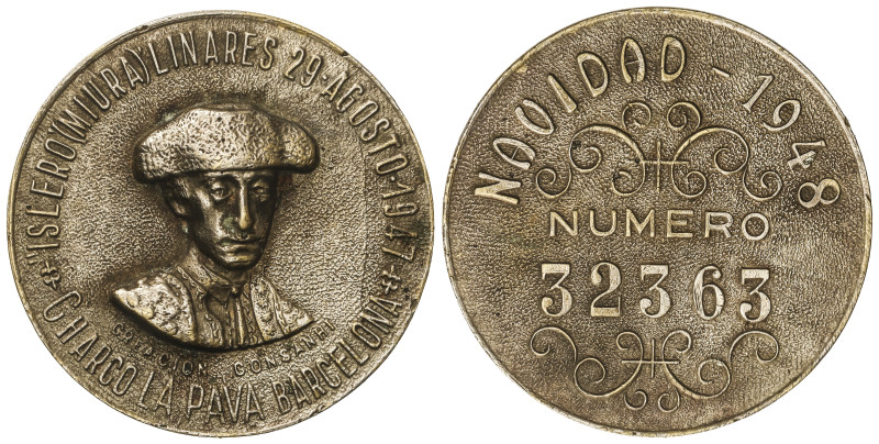 Spanish Medals
Medalla Taurina y de Lotería. 1948. CHARCO LA PAVA. BARCELONA. A...