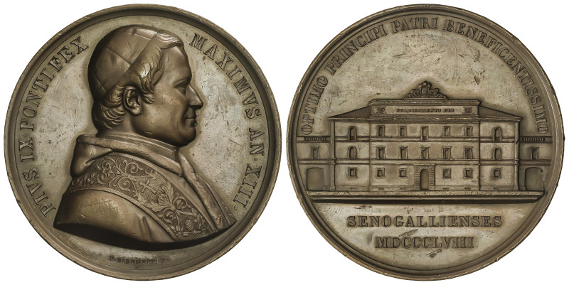 World Medals
Medalla. 1858. PIO IX. Año XIII
 ROMA. VATICANO. Anv.: PIVS IX PO...