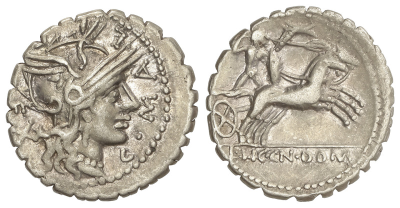Roman Coins: Roman Republic
Denario. 118 a.C. POBLICIA. C. Poblicius Malleolus ...