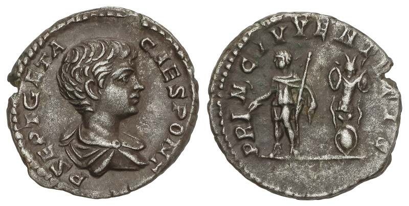Roman Coins: Roman Empire
Denario. 199-202 d.C. GETA. Anv.: P. SEPT. GETA. CAES...
