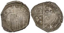 Spanish Monarchy: Reapers' War
5 Rals. FELIPE IV. BARCELONA. 11,46 grs. Pátina. AC-Tipo 27. MBC/MBC+.
