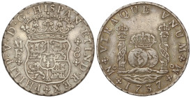 Spanish Monarchy: Philip V
8 Reales. 1737. MÉXICO. M.F. 26,94 grs. Columnario. (Golpecitos). Pátina. AC-1446. MBC+.