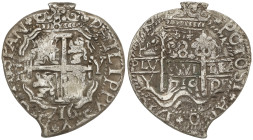 Spanish Monarchy: Philip V
8 reales. 1716. POTOSÍ. Y. NOT SLABBED by NGC. CUT DOWN/ UNDERWEIGHT. 22,83 grs. Tipo Real cospel recortado en forma de co...