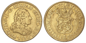 Spanish Monarchy: Philip V
2 Escudos. 1732. MADRID. J.F. 6,68 grs. MUY ESCASA. AC-1869. MBC.