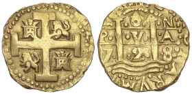 Spanish Monarchy: Philip V
8 Escudos. 1728. LIMA. N. 26,91 grs. (Pequeña grieta a la 1h). RARA. AC-2141; XC-290. MBC+.