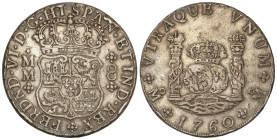 Spanish Monarchy: Ferdinand VI
8 Reales. 1760. MÉXICO. M.M. 26,69 grs. Columnario. AC-497. MBC.