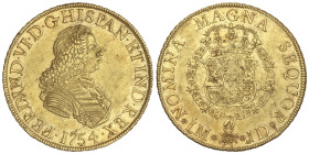Spanish Monarchy: Ferdinand VI
8 Escudos. 1754. LIMA. J.D. 26,96 grs. (Ínfimas rayitas y golpecitos). Restos de brillo original. ESCASA. AC-767; XC-5...