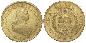 Spanish Monarchy: Ferdinand VI
8 Escudos. 1759. POPAYÁN. J. 26,83 grs. (Rayitas). ESCASA. AC-797; XC-612. MBC.