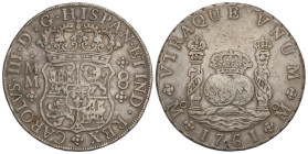 Spanish Monarchy: Charles III
8 Reales. 1761. MÉXICO. M.M. 26,91 grs. Columnario. (Golpecitos). Pátina. AC-1074. MBC.
