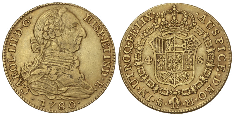 Spanish Monarchy: Charles III
4 Escudos. 1780/79. MADRID. P.J. 13,32 grs. AC-17...